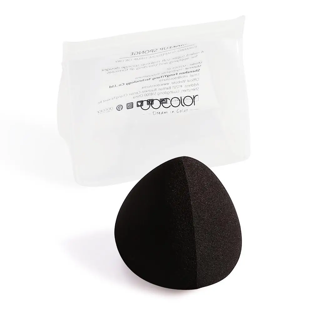 Губка для макияжа Docolor в виде пирамиды MZD03, черная Губка для макияжа оптом