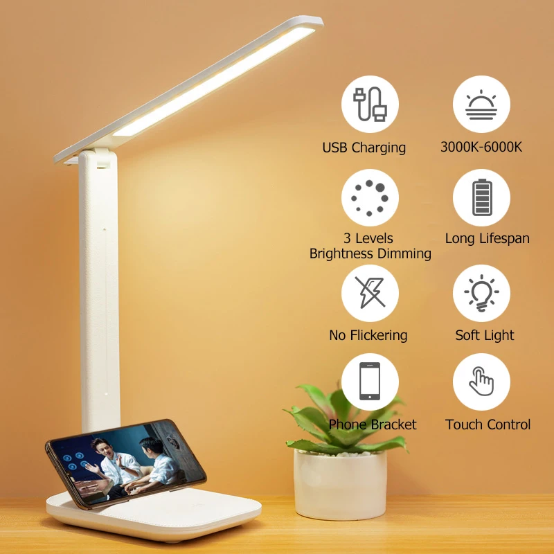 Wholesale Foldable Stylish Rechargeable Table Lamp Touch Dimmable Modern Bedside Study Table Lamp