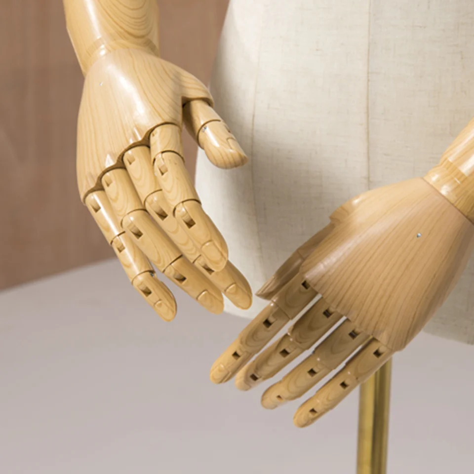 RTS White Cotton Clothing Display Models in Store Window Dress Form Women Black Mannequin for Draping with Base Wooden Arms