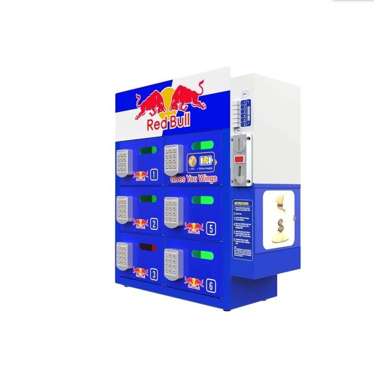 New design coin operated advertising mobile cell phone charging station locker kiosk