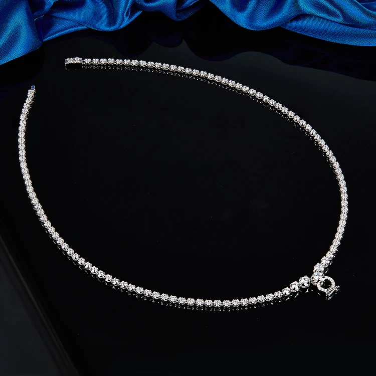 925 Silver 5A CZ Cubic Zirconia Chain Jewelry Custom Wedding Tennis Chain Necklaces