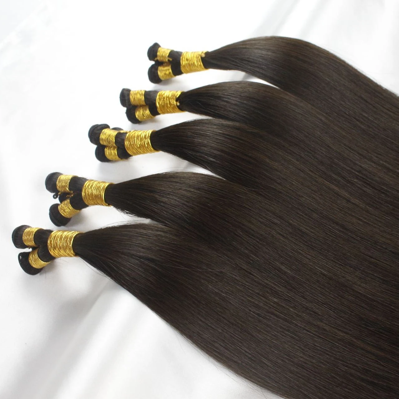 Cuticle Aligned 100% Virgin Russian Human Hair Invisible Hand Tied Weft Natural Color Genius Weft Hair Extensions