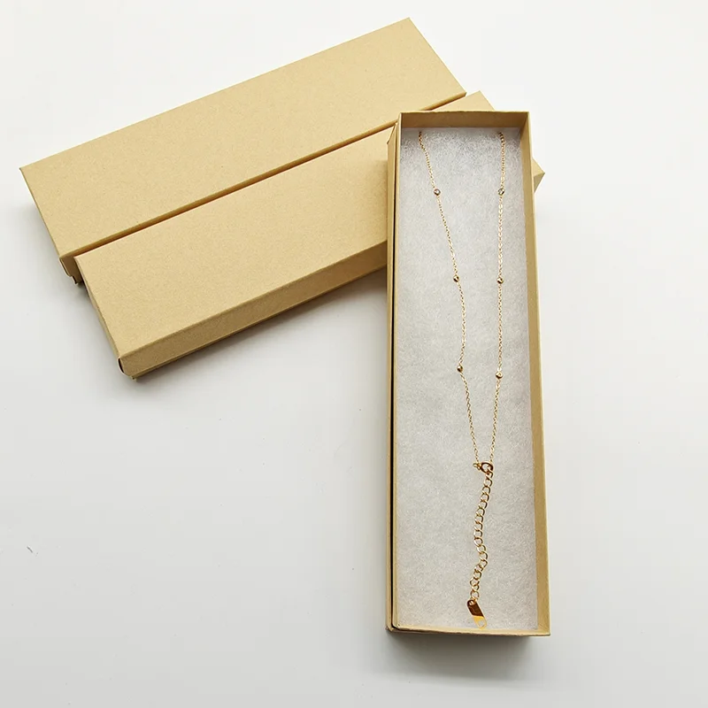 ZKK82 Many Sizes Natural Kraft Cotton Filled Gift Boxes Recyclable Jewelry Cardboard Box Paper Material for Packed Jewelry