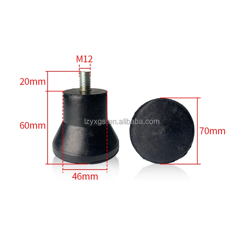 M12*70*60mm Adjustable Rubber Shock Absorber With Screw Support Foot Anti-slip Wear Adjusting