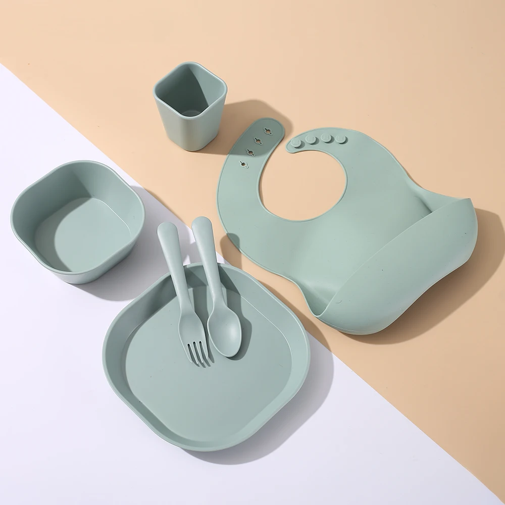 Wholesale Custom  Baby  Feeding Tableware Set Bpa Free Silicone Baby Feeding Set Baby Feeding Eating Set