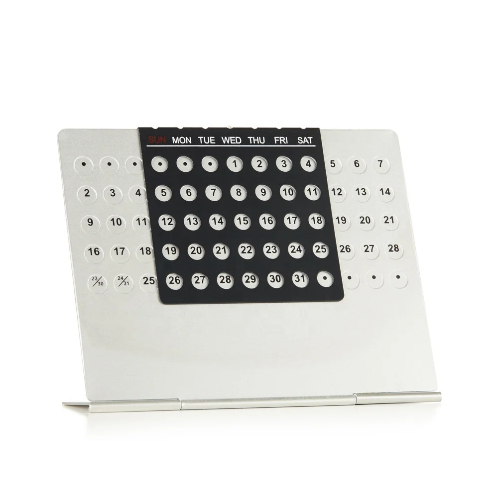 2024 Custom Business Gift Tables Office Gifts Desk Standing Displays Mini Aluminum Promotions Perpetual Calendar