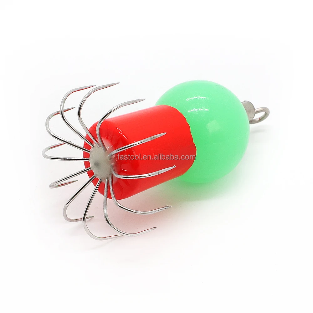 Octopus ball squid jig with rich colorful ball sea fishing lures artificial bait fishhook 12 soft  needles  hook