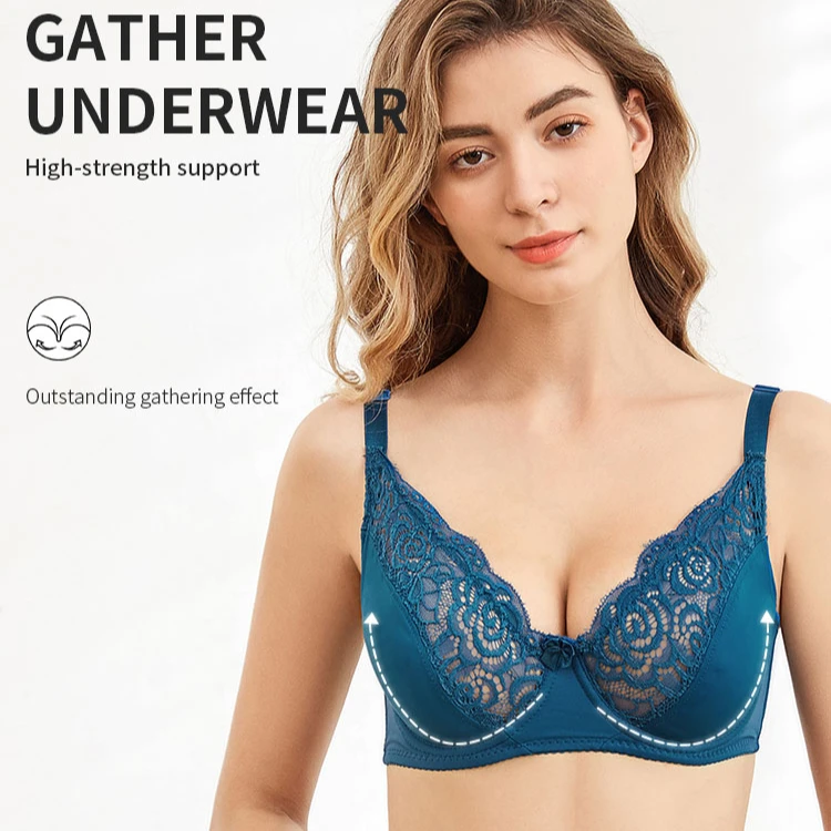 High Quality Sexy Floral Lace Bras Women Bralette Bras Full Cup Breathable Lingerie Underwire Big Size ladies lace Underwear