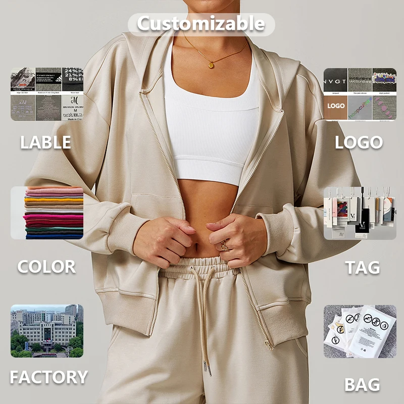 XW-DWT8952 Front Pocket Zip Fitness Sportswear Hooded Gym Wholesale Custom Yoga Race Sports Jacket For Women