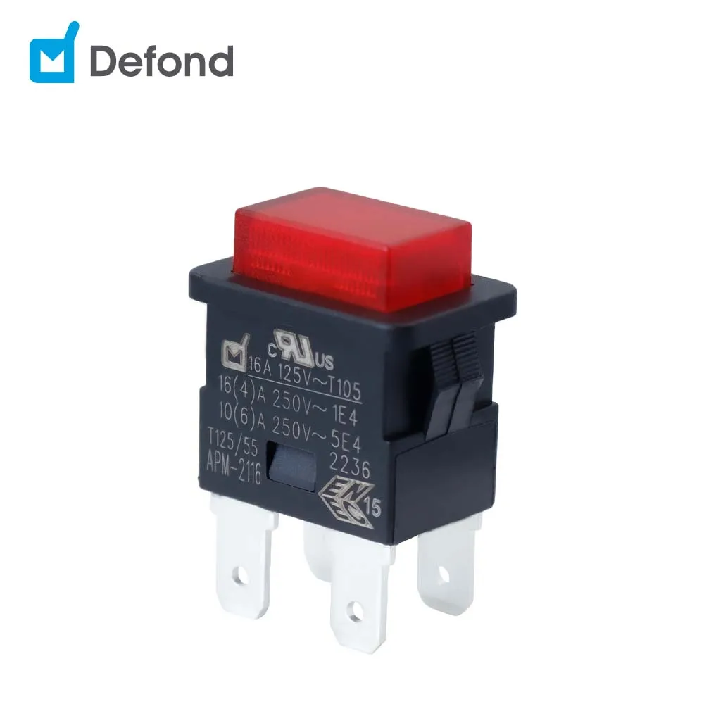Мгновенный кнопочный переключатель Defond APM-2116-N-BDL31-01R 125/250vac DPST с