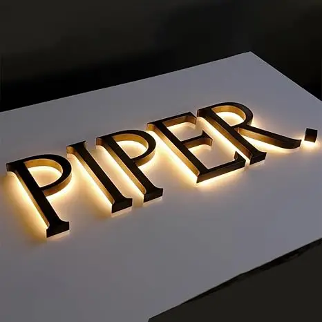 outdoor advertising Business custom LED Letters gold 3d stainless steel led illuminated signs logo backlit LED sign board