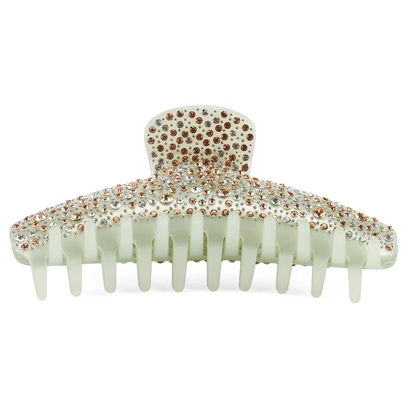 Jinhe Jewelry Customize Oversized Hair Claws Rectangle Large Cellulose Acetate 12.5cm Full Rhinestones Claw Clip