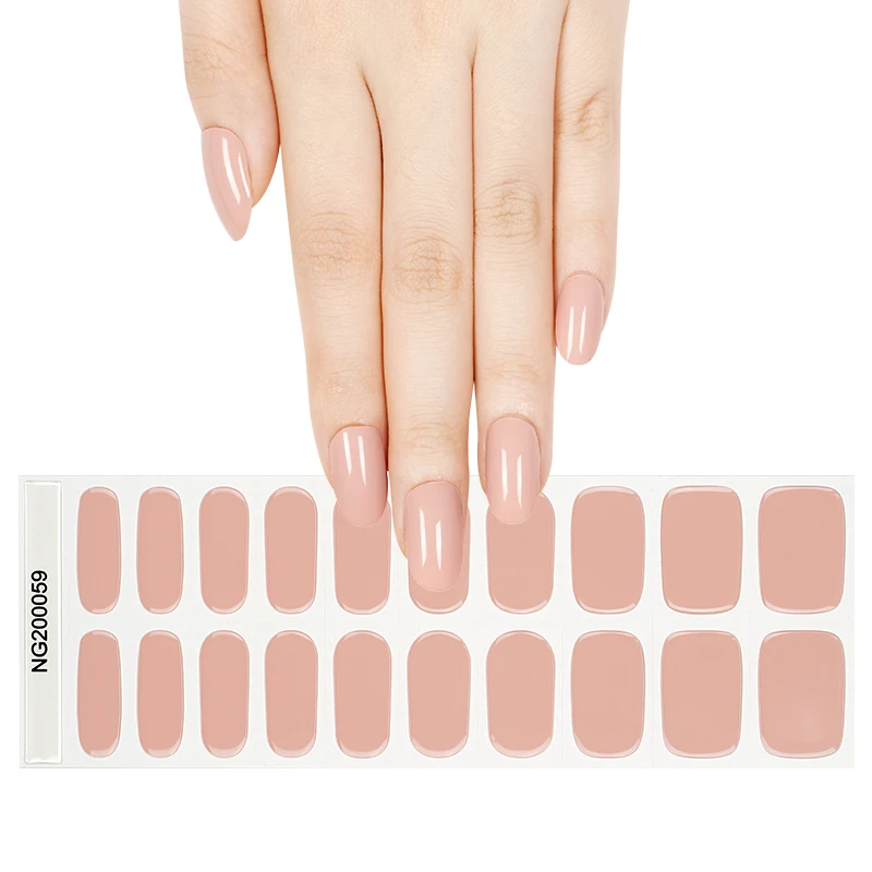 Huizi 2024 Gel Nail Stickers Solid Nude Pink Color Semi Cured Nail Polish Wraps Nail Art Strips