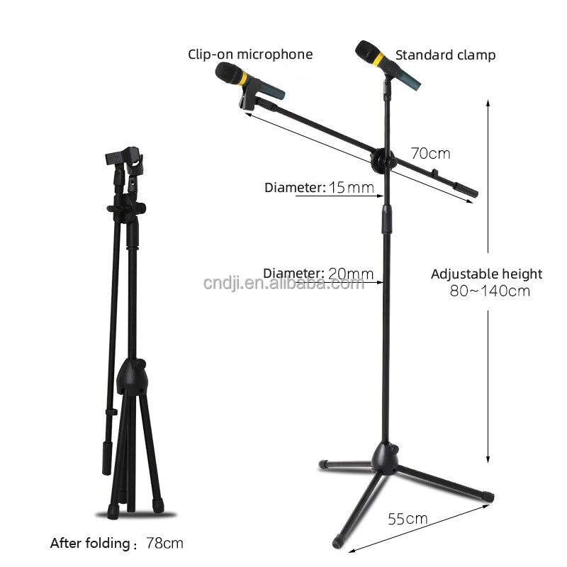V-STAR Manufacture professional adjustable floor tripod mic stand for microphone