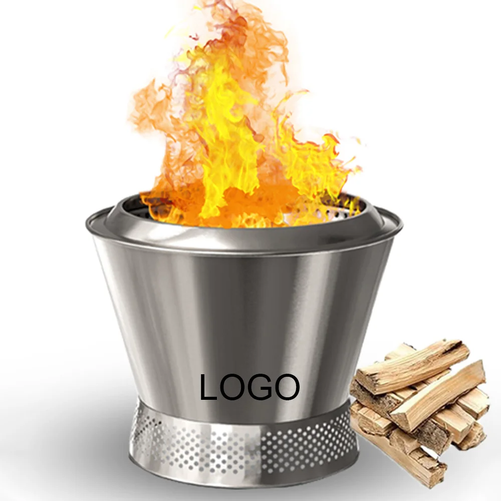 Smokeless Fire Pit with Stand Outdoor Firepit Wood Burning Design Removable Ash Pan Stainless Steel Outdoor Bonfire