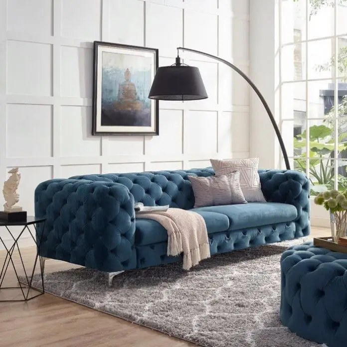 Modern Tufted Velvet Fabric Living Room Sofa Set