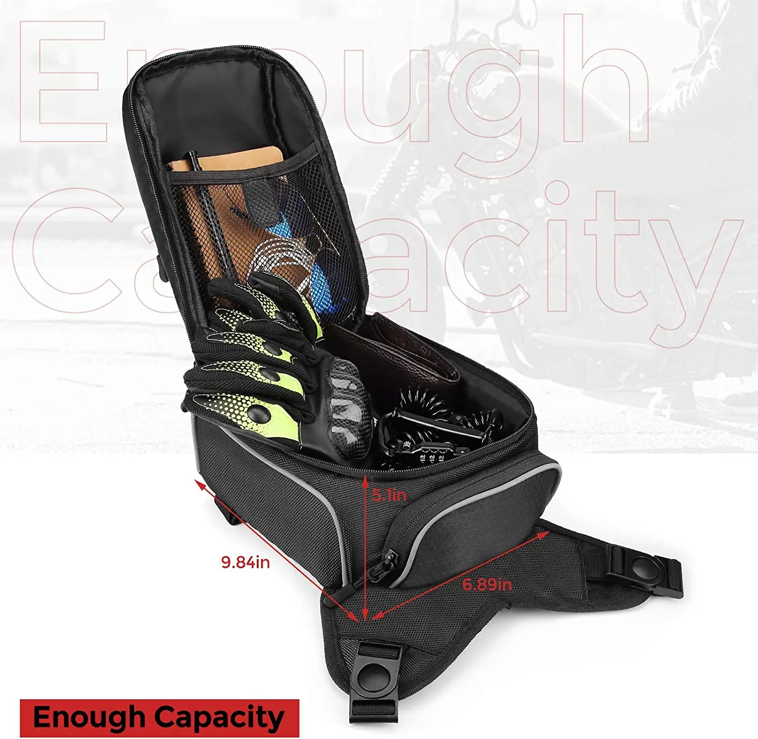 Motorcycle Magnetic Tank Bag Phone Pouch Universal with Metal Tank fit Cell Phone under 6.5 Inch