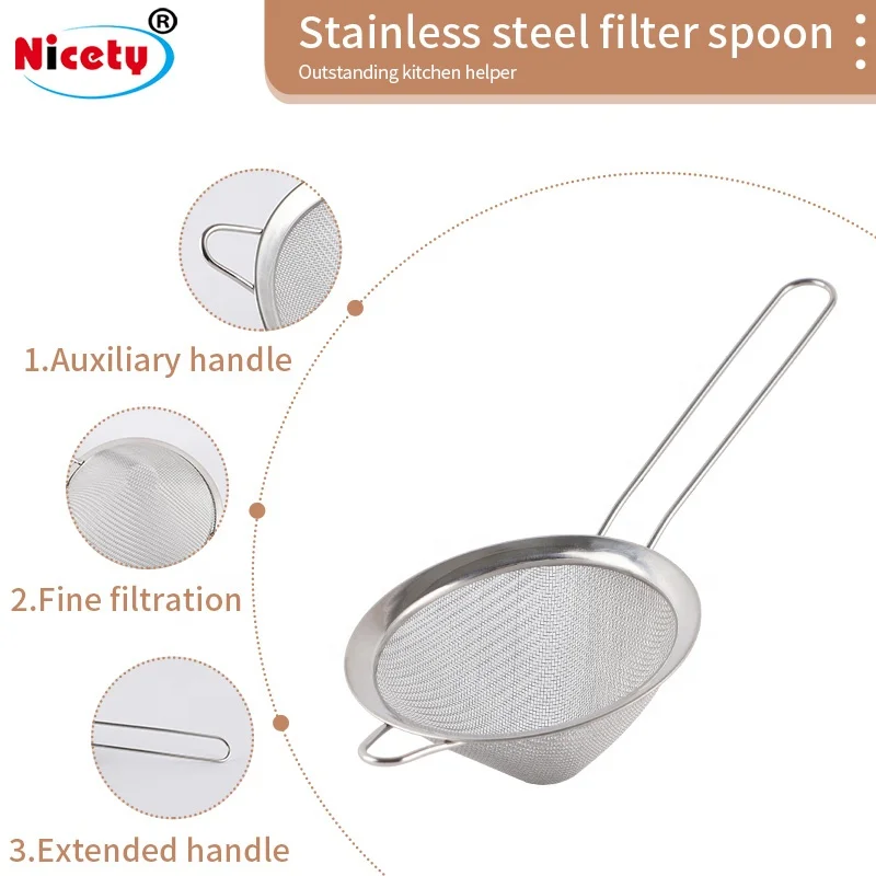  Round gold multi-function fine mesh water strainer stainless steel for loose tea cooking