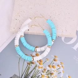 New Arrival Custom Polymer Clay Earrings 60mm Bohemian Earrings Gold Hoop Earrings for Women