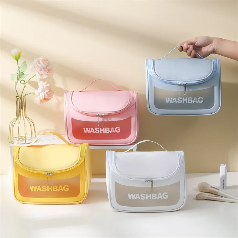 Wholesale Portable Waterproof Pvc Travel Hanging Toiletry Wash Bag Storage Makeup Cosmetic Bag With Hook
