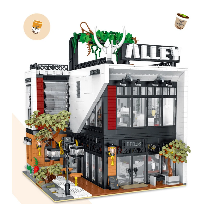 liangjun 10208 Lujiao Lane (including lighting group) 3423PCS Small particle building block toys Collect gifts