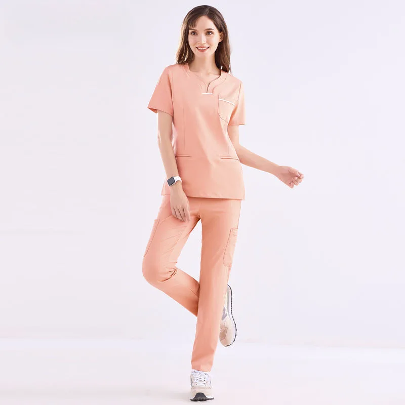 Plus Size 6 Pocket Functional Women Quick Dry Anti-pilling Nursing Medical Outfits Doctor Salon Lab Custom Logo Scrub Uniforms