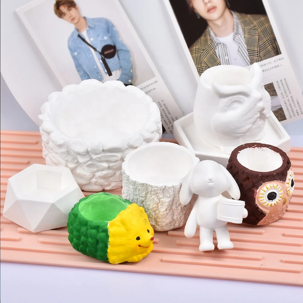 Силиконовая форма «сделай сам» для цветочных горшков глины суккулентов бетонных плантаторов ВАЗ гипсовых цементных форм