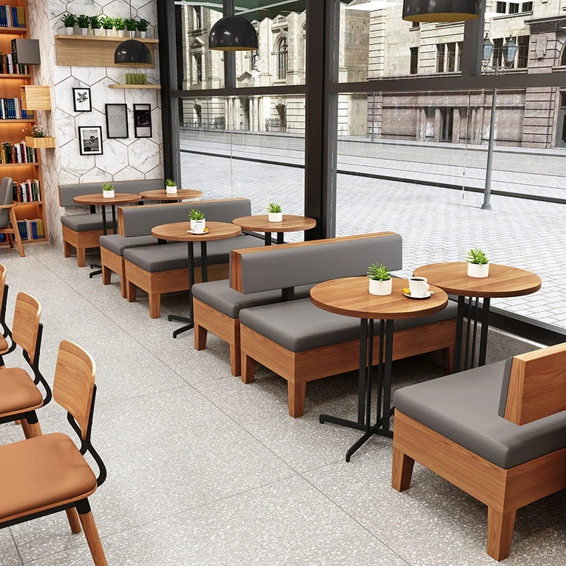 UPTOP Restaurant Booth Sofa Combination Coffee Shop dining set Tea Shop Dessert Shop Table and Chair Solid Wood Booth