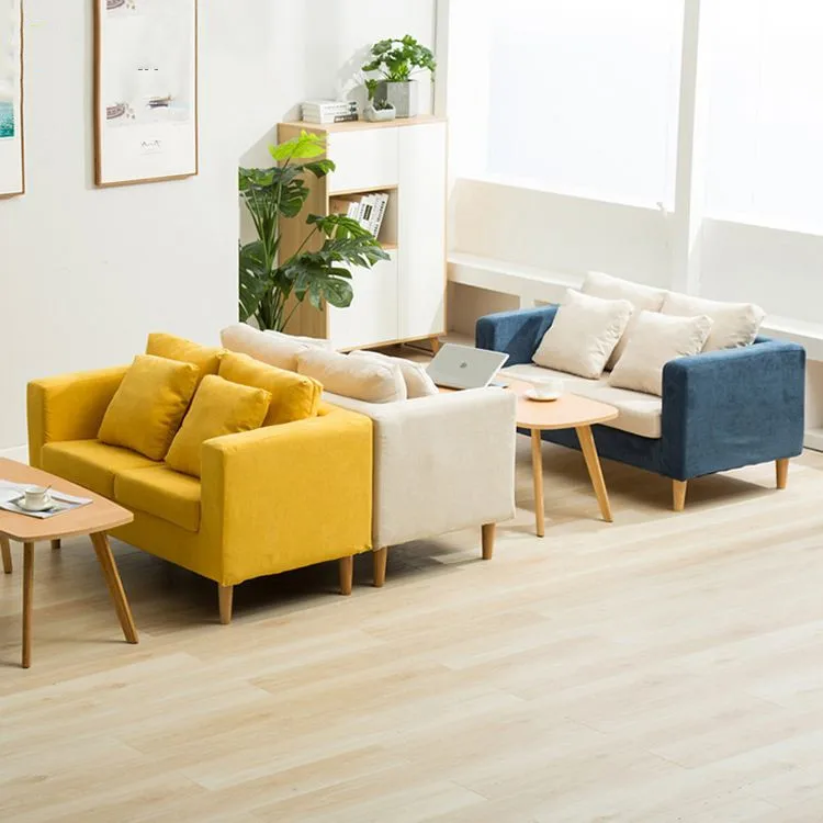 
Wooden leg customized industrial cheaper price fabric upholstered modern living room furniture loveseat sofa set with pillow 