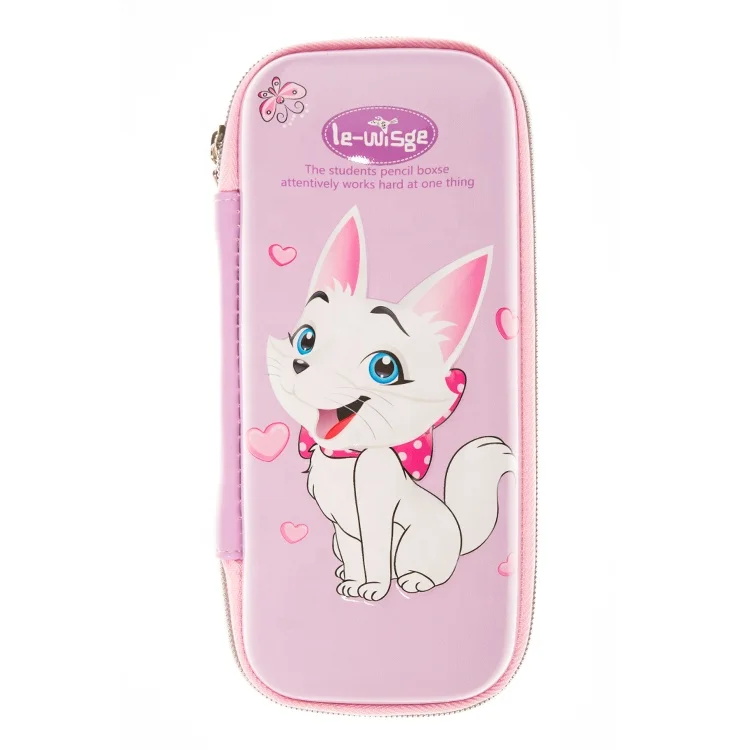 
Custom Large Capacity Student Stationery Bag EVA 3D Zipper Pencil Case for Girls Cute Cat Printing 