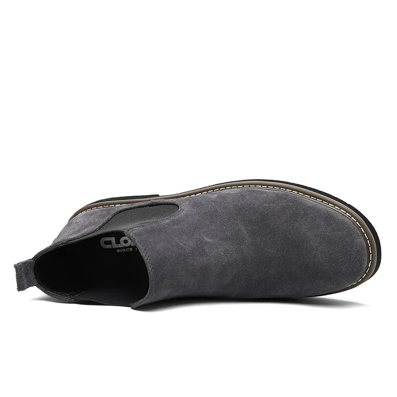 Wholesale and Custom Size 45 46 Fashion Style Men Middle Top Suede Leather Shoes Black Chelsea Ankle Boots