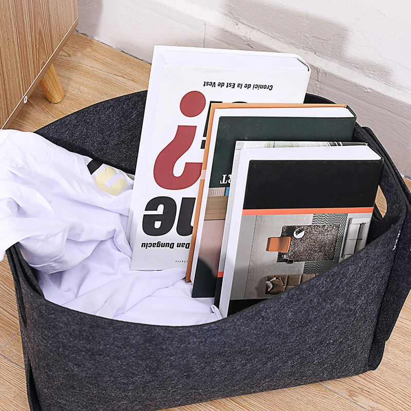 Multifunction Storage Basket Foldable Storage Bag  Felt Laundry Basket Organizer with handles for Home