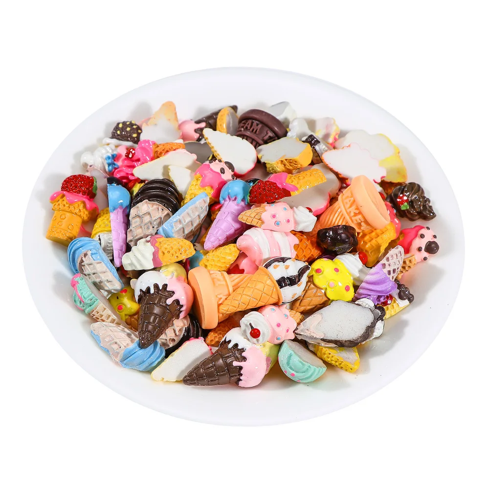 10pcs/Bag Custom Resin Multi-Color Multi-shape Artificial Food 3D Resin DIY Fridge Phone Nail Art