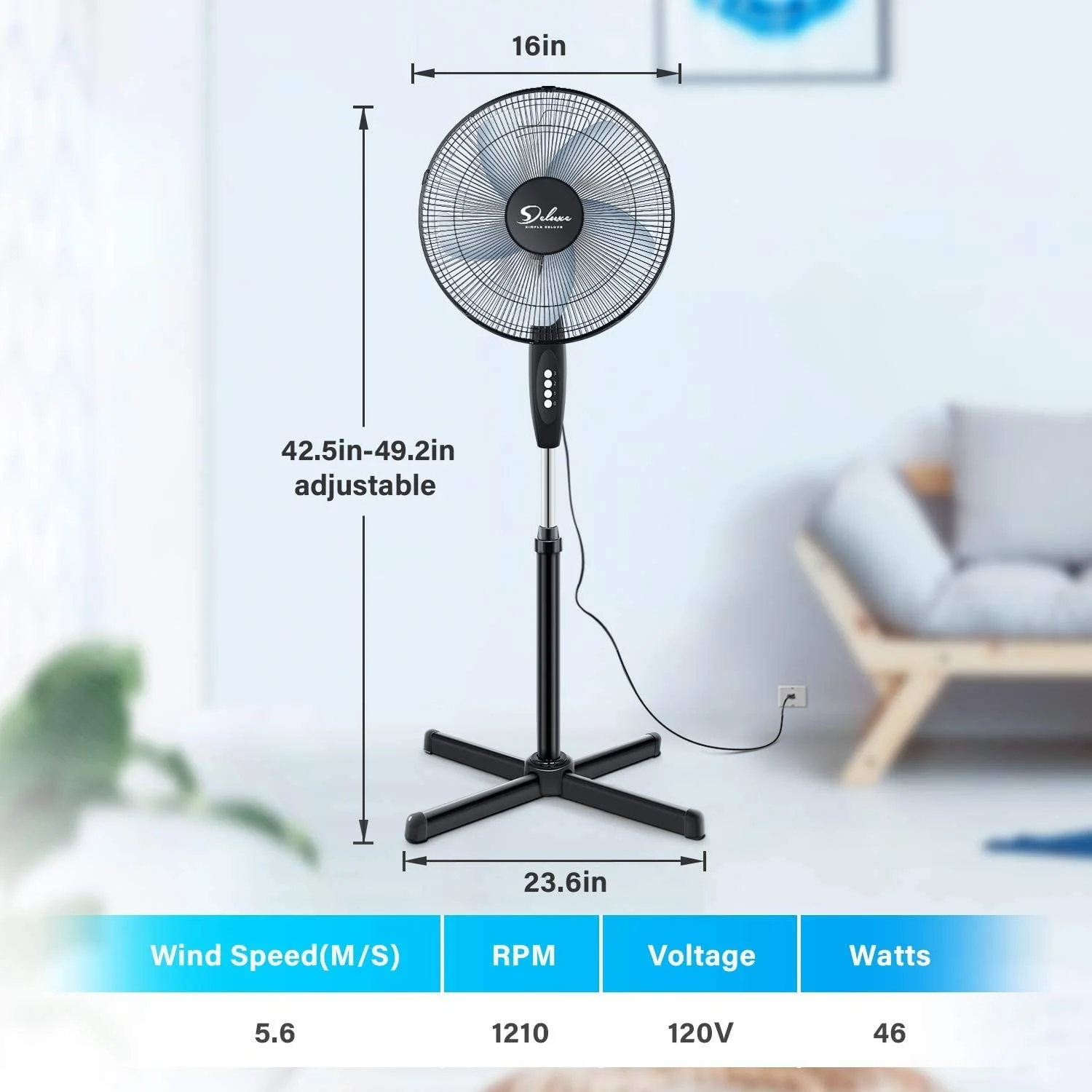 16 Inch AIr Cooling Standing Fan With New Switch Design