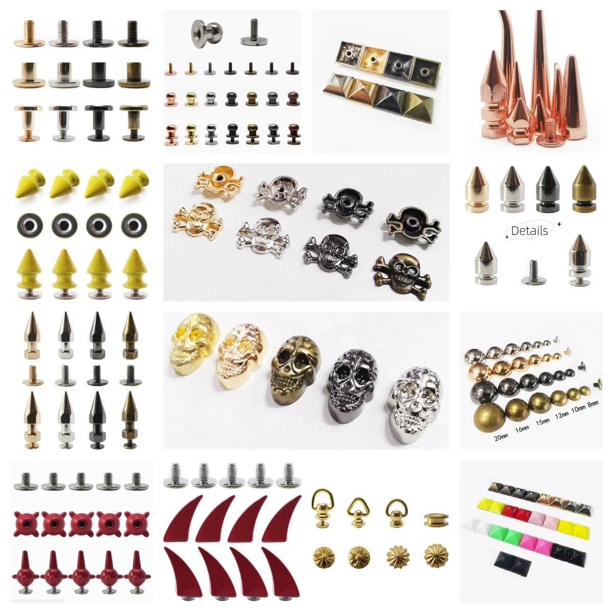 Factory Price 10x26mm Metal Spike Rivet Stud For Punk Apparels Cone Alloy Spike Screw Rivet Back Leather Hardware