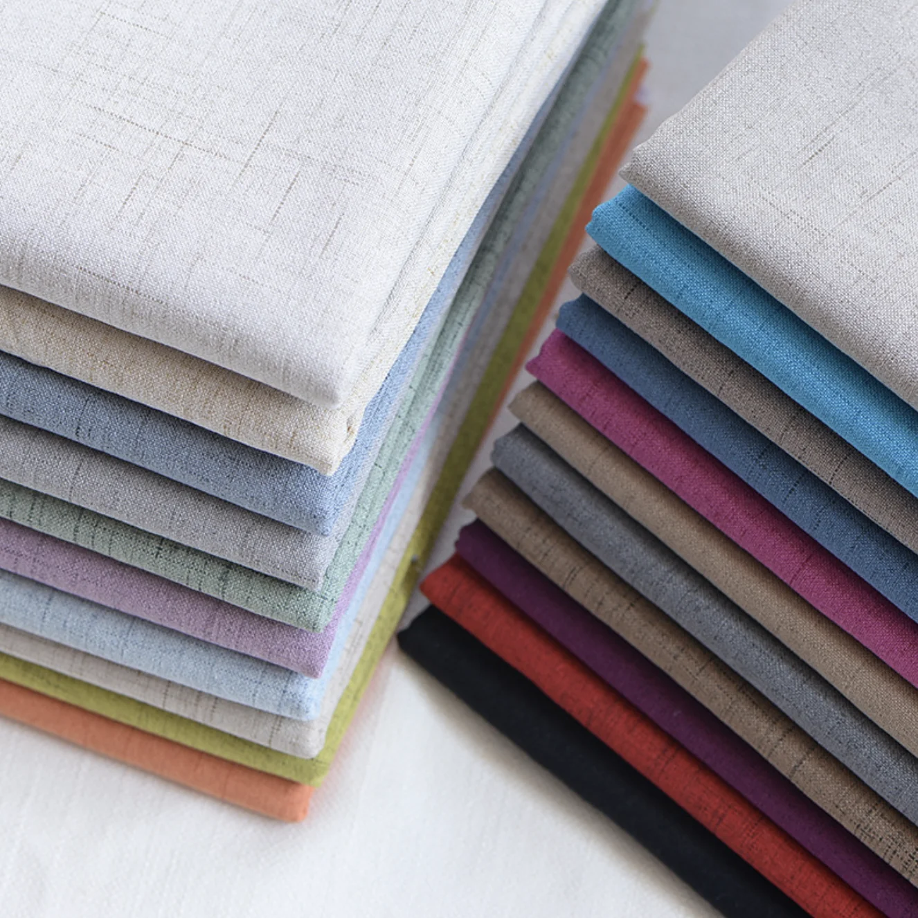 Manufacturer New Chinese Style Thickened Slubbed Linen Plain Fabric Imitation Cotton Sofa Fabric