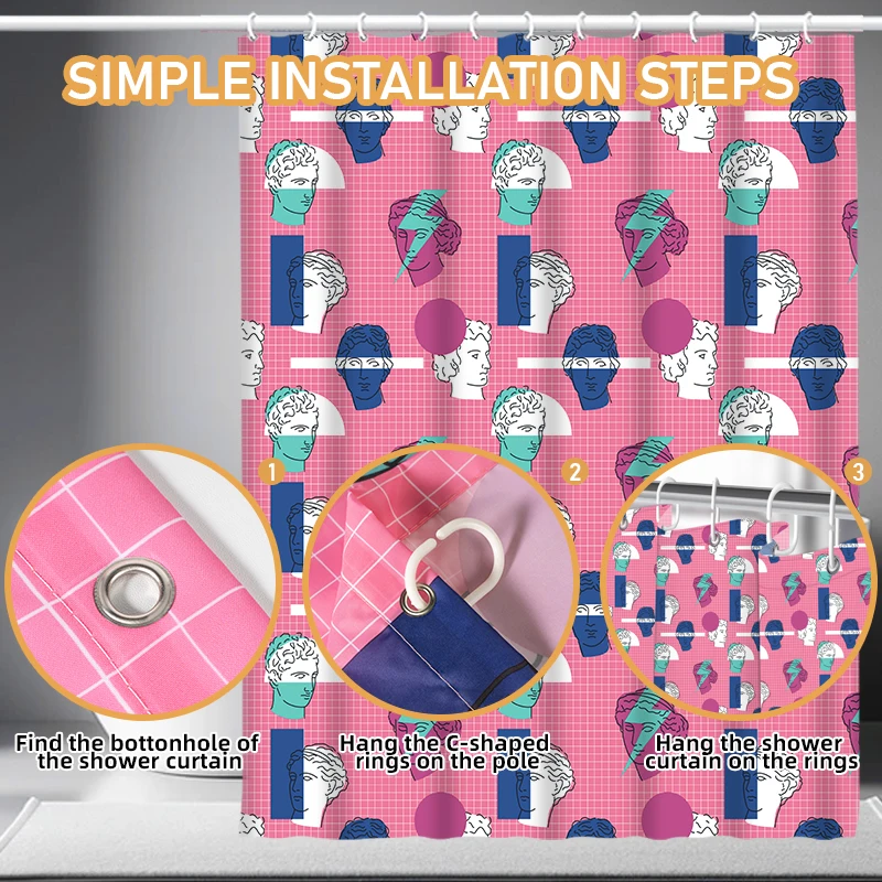 Mildew Resistant 100% Polyester Fabric Colored Waterproof Hotel Bathroom Curtain Wholesale Shower Curtain