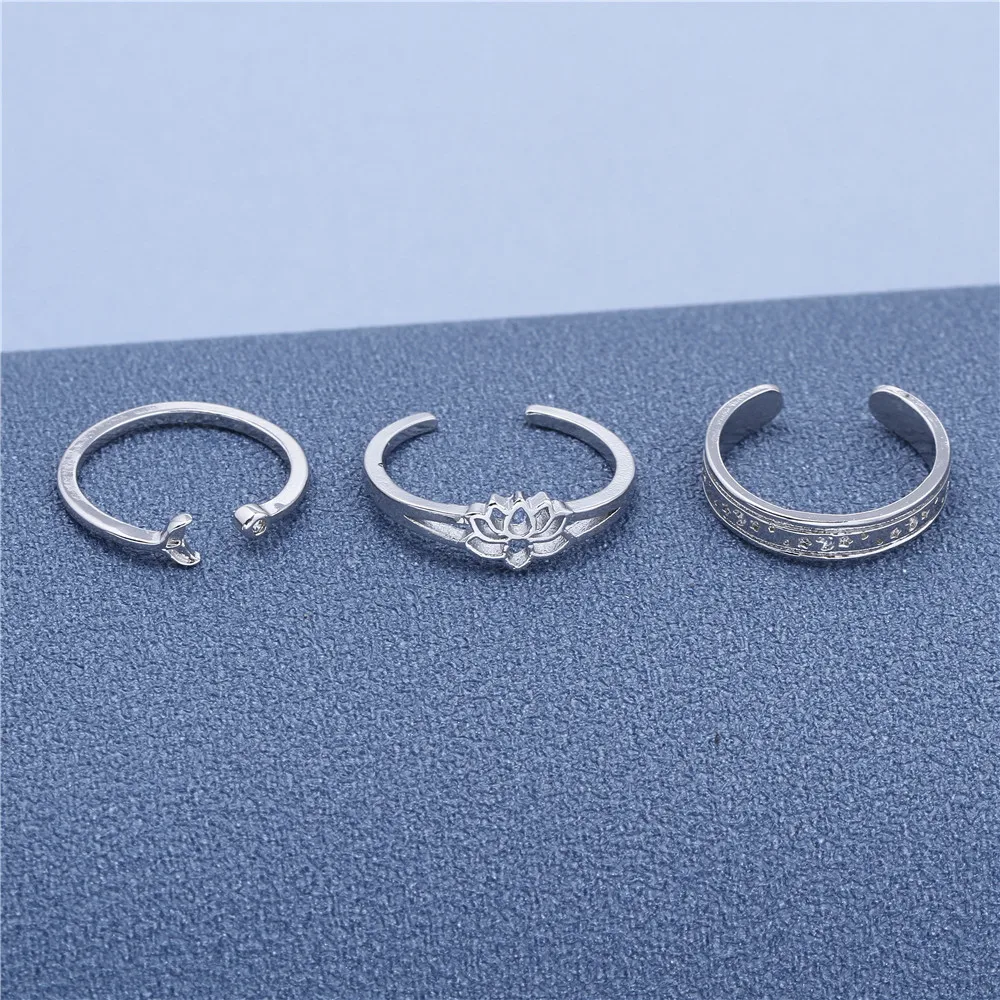 SC Wholesale Opening Adjustable Sandals Toe Rings Knuckle Tail Rings 18K Gold Plated Love Heart Leaf Flower Toe Rings for Women