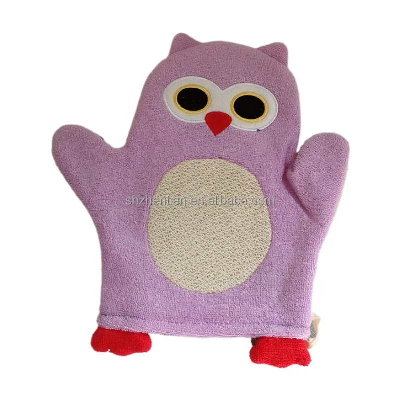 Baby Bath Gloves Exfoliating Cute Cartoon Kids Bath Mitt Hand Puppet Shower Bath Wash Gloves with Animal Design Body Available