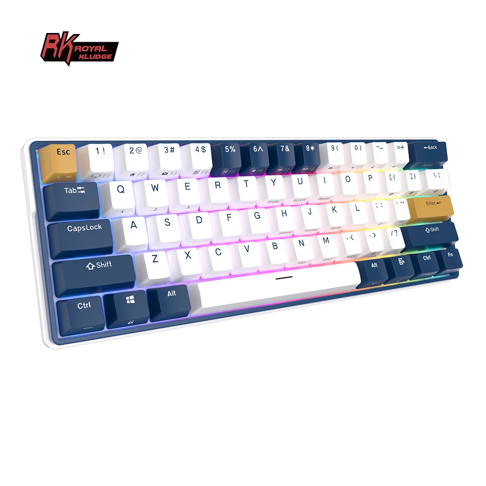 Royal Kludge Rk61 Plus RGB Backlit Colorblock Keycaps Hot Swap 60% Teclado 61 Keys 3-Mode Wireless Gaming Mechanical Keyboard