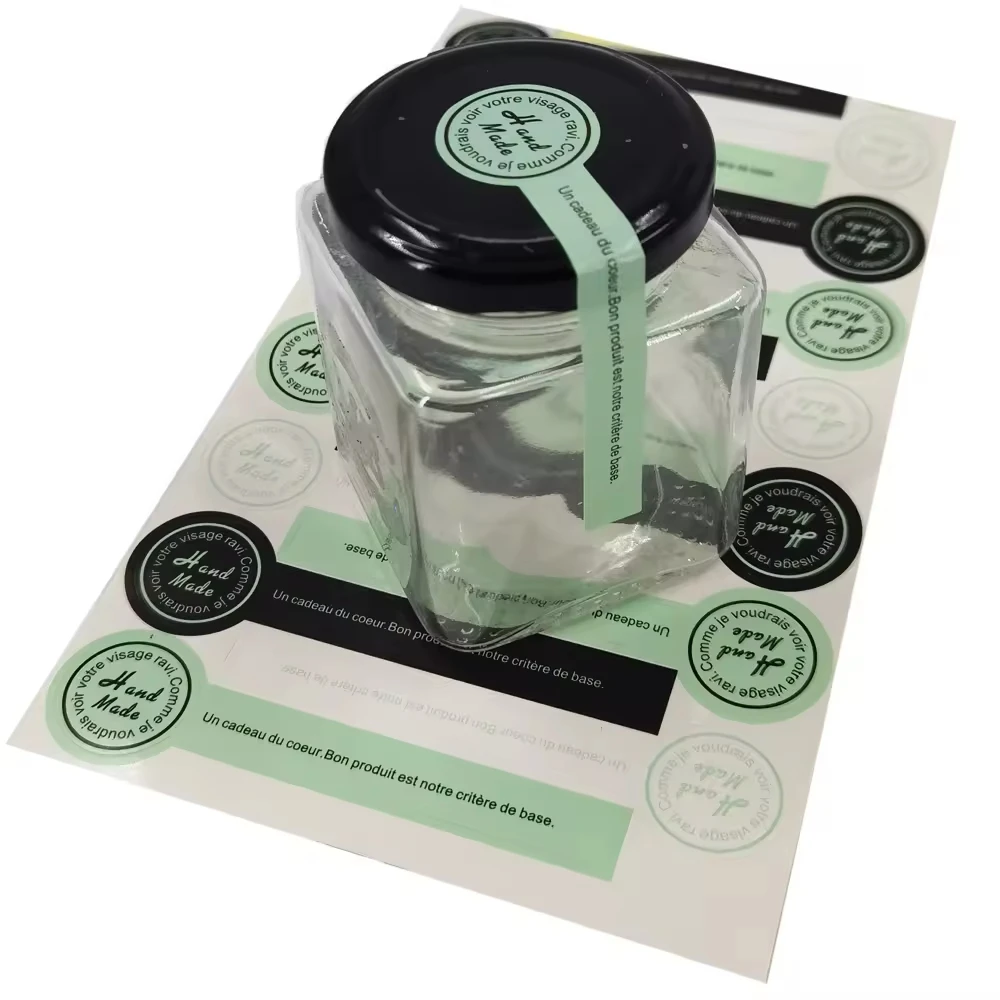 Custom Self Adhesive Waterproof Glossy Storage Food Bottle Packaging Seal Kraft Paper Adhesive Sticker Labels