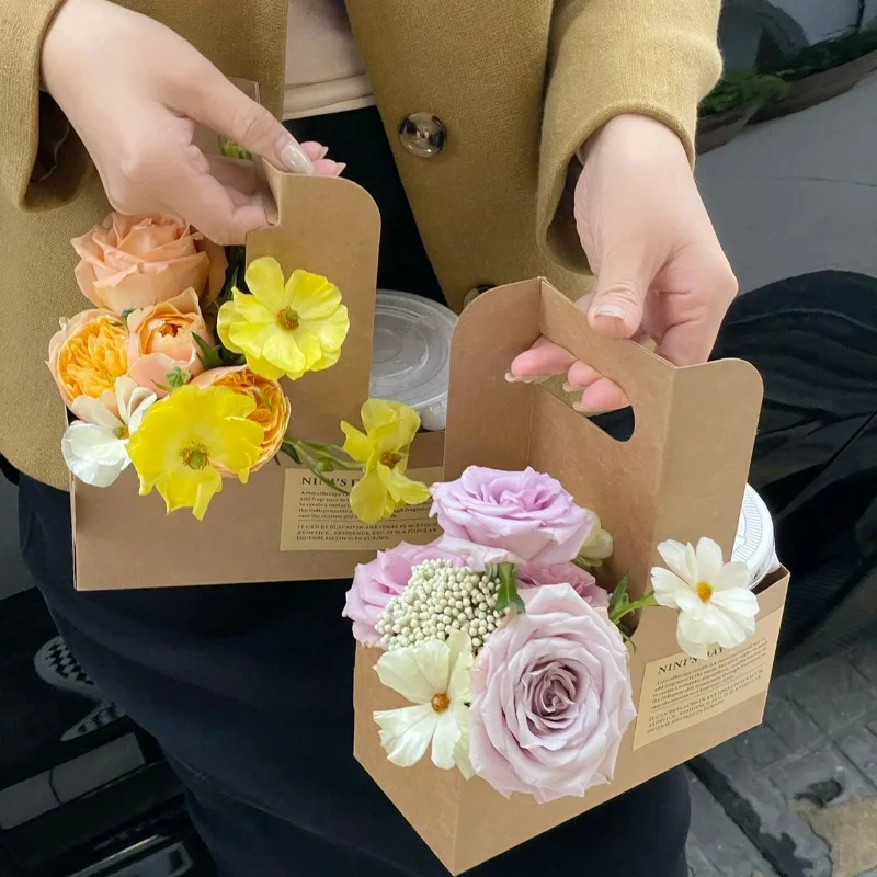 High-Quality Kraft Paper Handheld Paper Cup Holders Coffee Milk Tea Drinks Takeaway Packing Cup Holders