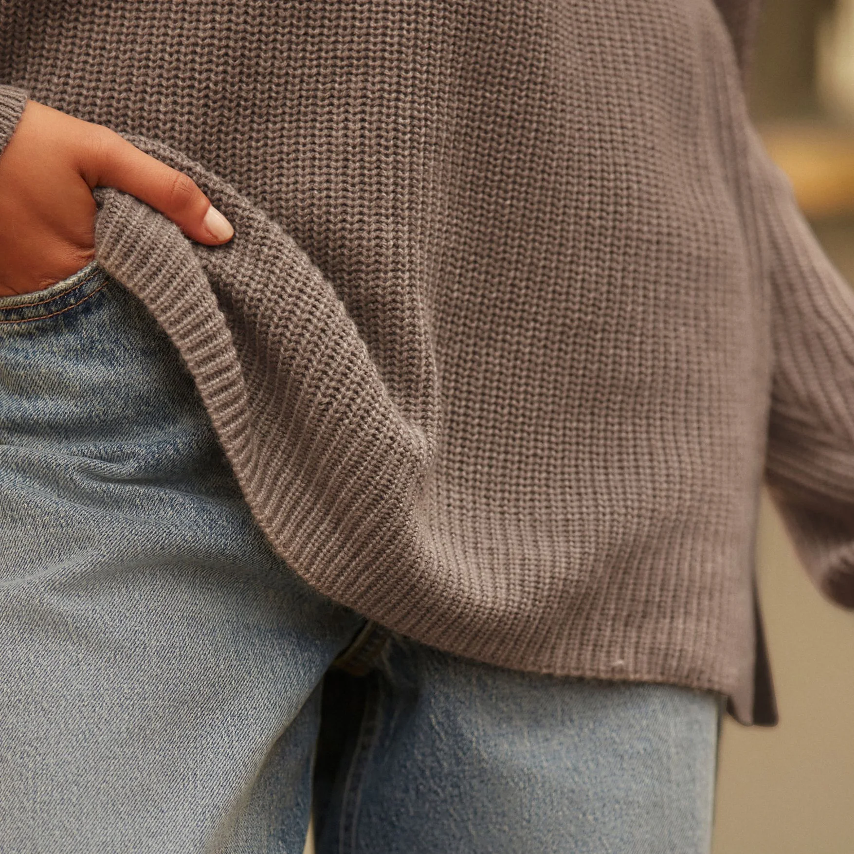 Custom Winter Crewneck Oversized Long Sleeve Women Knitted Crochet Sweater