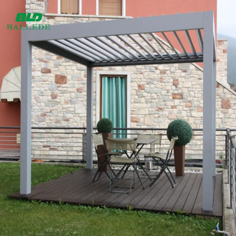 Terrace patio sunshade gazebo motorized adjustable waterproof louver roof system awnings
