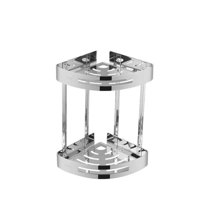 wholesale stainless steel double layer square shelf Dual Tier two layers triangle corner shelf