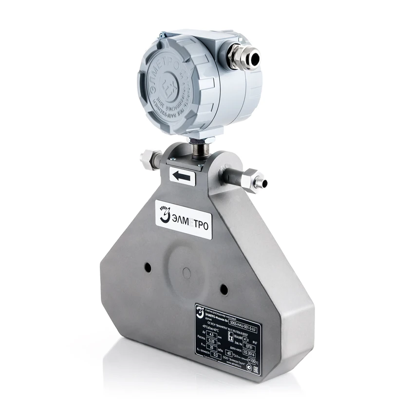 Low operation costs coriolis mass flowmeter with resistance to gas inclusions in liquids