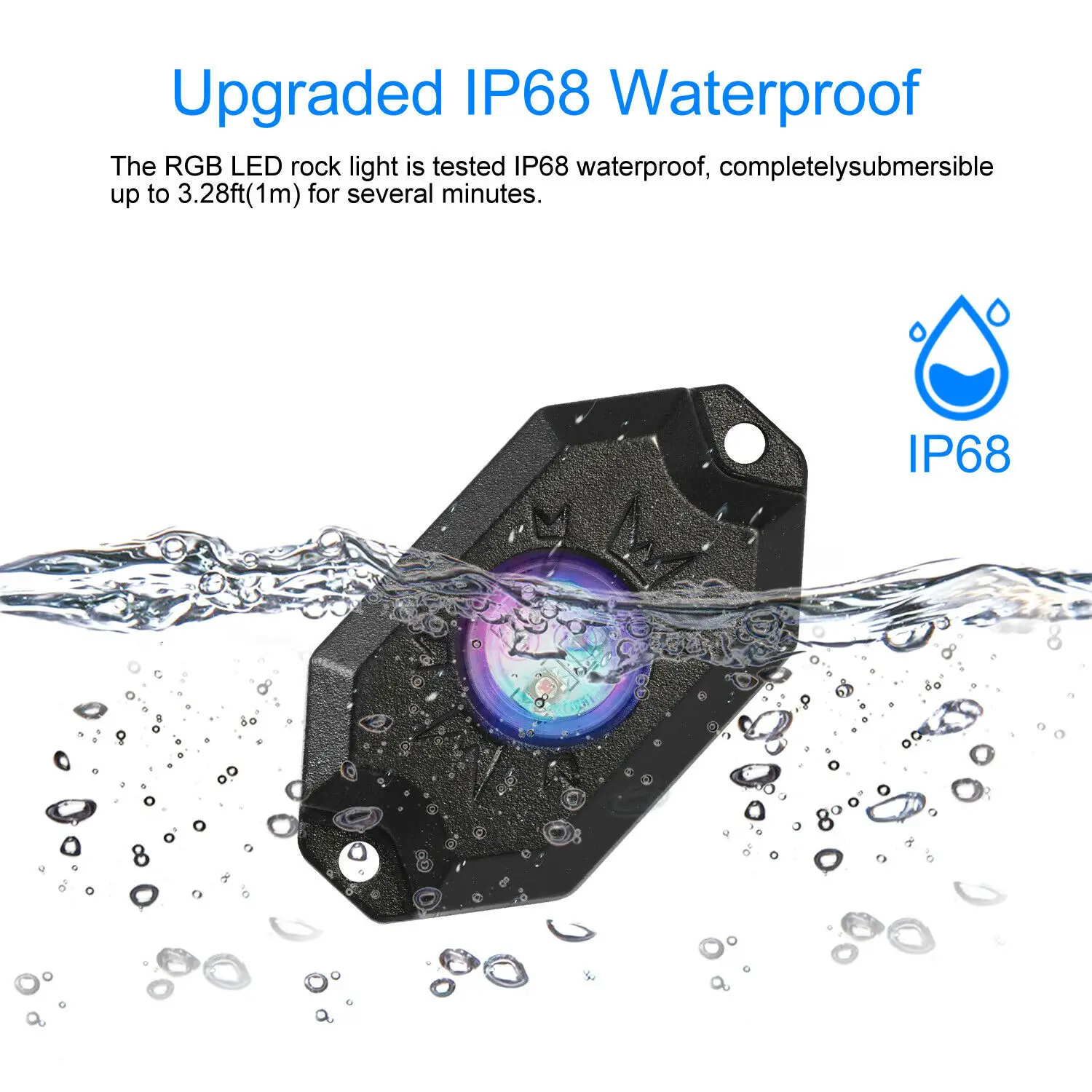 best high power waterproof bright green blue orange white purple LED Dome UTV offroad truck f150 Rock Lights