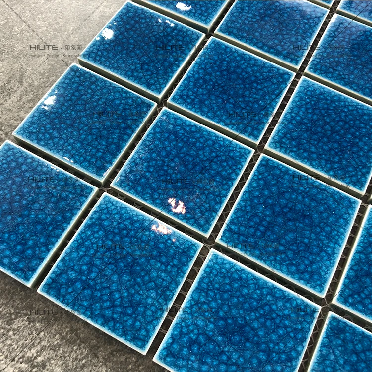 Premium Quality 306*306mm Ice Crack Glaze Blue Swimming Mosaic Tile Pool