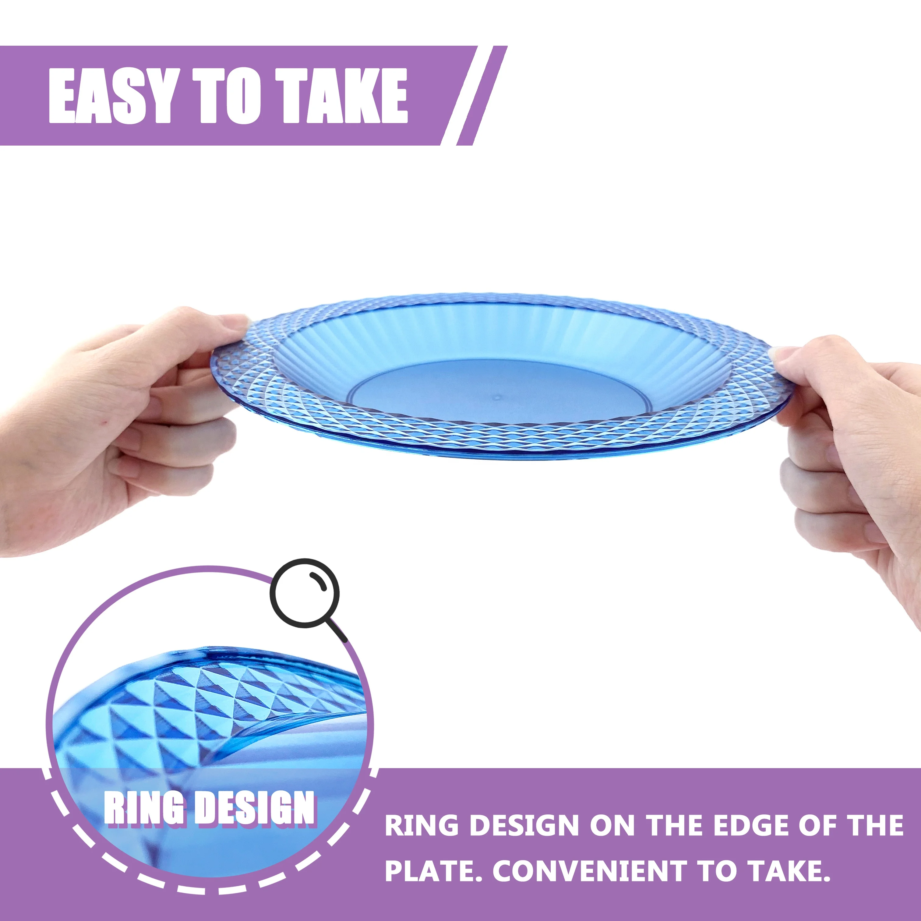 New fashion customized design rainbow color 8.8 in. plastic dinner plate indoor and