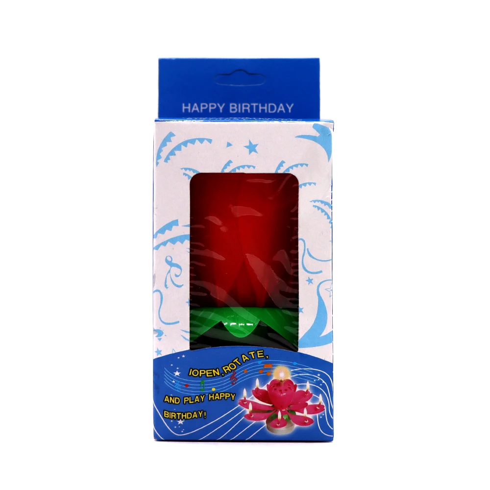 happy birthday song singing spinning lotus shape music musical birthday singing candle ratable music candle